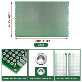 Eagles 2PCS 20x30 cm Double Sided PCB Board,Tinned Prototype Diy Universal FR4 Printed Circuit PCB Board Protoboard pcb kit Compatible with Arduino Kits