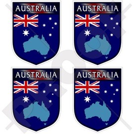 Australia Australian Shield Aussie 2" (50mm) Vinyl Bumper-Helmet Stickers, Decals x4