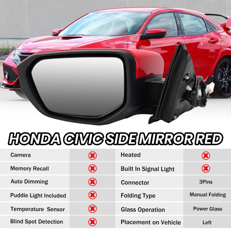 MOFOAP Driver Side View Mirror Compatible With 2016 2017 2018