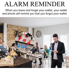 SMART LB Intelligent Anti-Lost Purse with Alarm, Bluetooth, Position Record (via Phone GPS), Bifold Cowhide Leather Minimalist Credit Card Purse (Red, Horizontal)