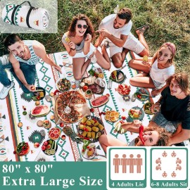 HiiARug Outdoor Picnic Blankets for Outdoor Use 80"x80" Large Camping Blanket