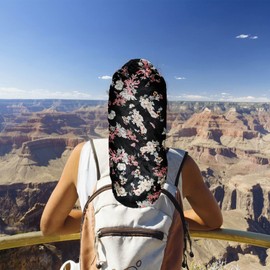 Extra Long Colorful Satin Bonnet Sleep Cap Long Bonnet for Braids Hair Loose Cap (Black Flowers)