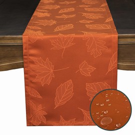 Joyfol Day Jacquard Fall Table Runner,Autumn Countryside Maple Leaf Thanksgiving Table Runners,Waterproof Kitchen Dining Harvest Holiday Tabletop Decoration(14x60 Inch,Rust/Burnt Orange)