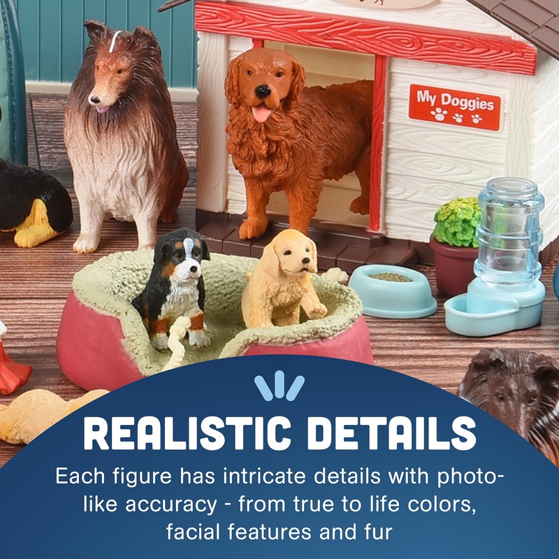 CP Toys Kids 51-Piece Dog Academy Playset with Plastic Toy