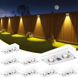 Solar Fence Lights 8 Pack, 50 Lumens Outdoor Fence Solar Lights with 12 Modes RGB Color Glow LED Solar Lights Outdoor Waterproof for Patio, Backyard, Deck, Fence, Railing. （White Shell）