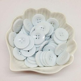 PEPPERLONELY 48PC White Flat Round 4 Holes Resin Buttons, 23x3mm(15/16x1/8 Inch) by PEPPERLONELY