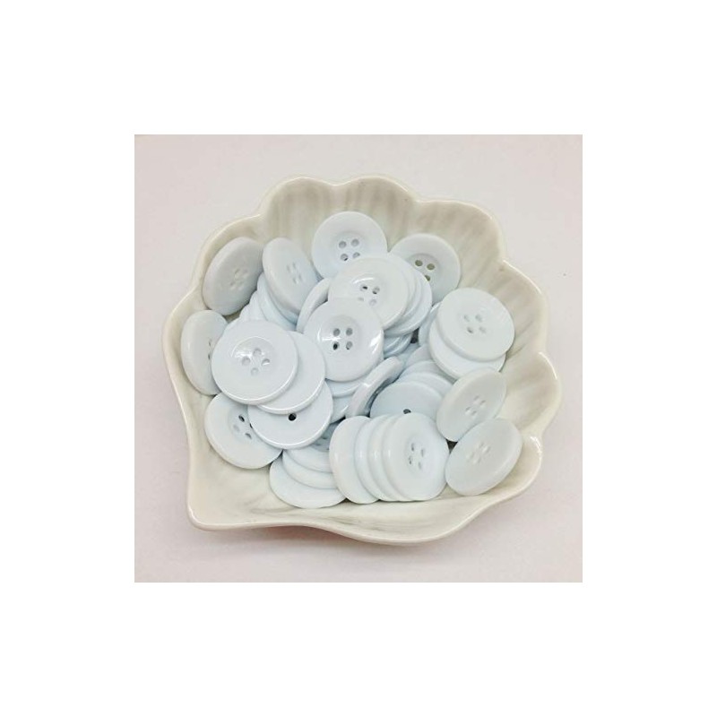 PEPPERLONELY 48PC White Flat Round 4 Holes Resin Buttons, 23x3mm(15/16x1/8