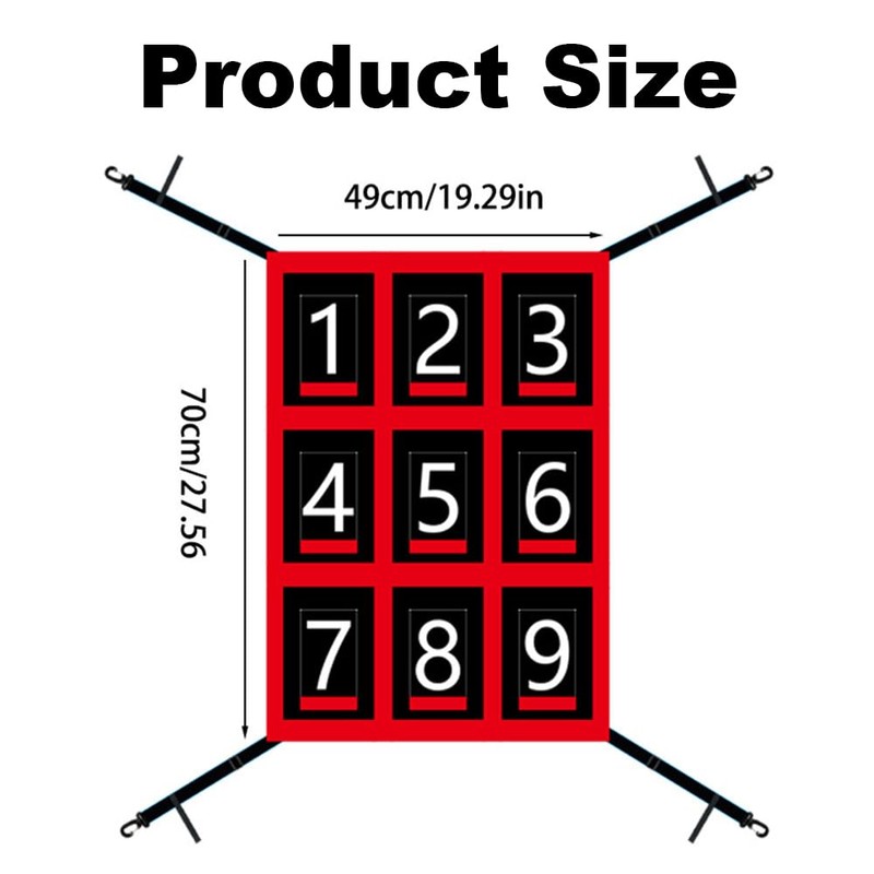 Waterproof Adjustable Baseball Strike Zone Target Net,Numbered Pitching Target,27.56x19.29in Numbered