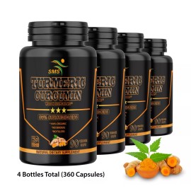 SMS TURMERIC 95% CURCUMIN 10,000mg EXTRACT TUMERIC BLACK PEPPER ANTIOXIDANT 360 CAPS