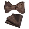 Gusleson Mens Brown Self Tie Bow Tie Silk Woven Paisley
