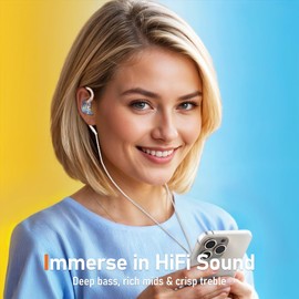 Vibes 202 Wired Earbuds - HiFi in Ear Monitor Headphones – Professional Noise Isolating Ear Buds - Clear Sound, Deep Bass & Comfort-Fit IEM Earphones - MMCX to 3.5mm, Silver Plated Cord, Carrying Case