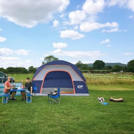 CAMPROS CP Tent 6 Person Camping Tents, Waterproof Windproof Family Dome Tent with Rainfly, Large Mesh Windows, Wider Door, Easy Setup, Portable with Carry Bag - Color: CP-1107N-NY