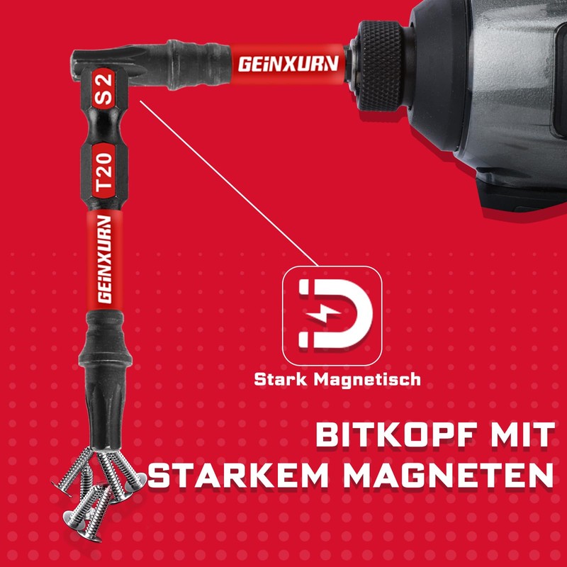 Geinxurn Torx Impact-Resistant Screwdriver Bits Set, 45 Pieces, 50 mm