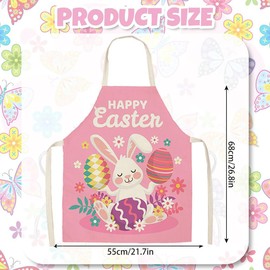 GERRIT Easter Day Apron, Cute Cartoon Bunny Easter Eggs Bib Apron Waterproof Durable Rabbit Apron for Women Teens and Kids Suitable for Kitchen Restaurant BBQ Baking Cooking Crafting
