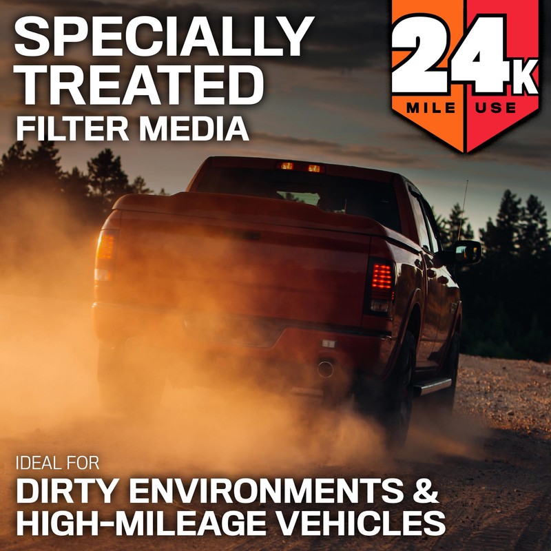 K&N Engine Air Filter: Extended Life 24,000 Mile Replacement Air