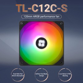 Thermalright - Ventilador para CPU TL-C12C-S, 120 mm ARGB, ventilador silencioso PWM de 4 pines con rodamiento S-FDB incluido, hasta 1550RPM