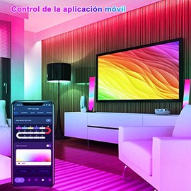 OUARTV - Luces LED RGB Inteligente,Luz Ambiental Inteligente con Control de Aplicación,Sincronización de Música,con Función de Temporizador, Utilizado en Sala de Juegos,Tv,Computadora de Escritorio