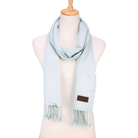 Mio Marino - Bufanda de invierno con tacto de cachemira, 100% algodón suave, acogedora y sin picazón, Azul pastel, Talla única