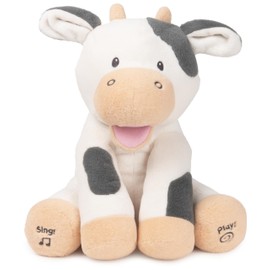 GUND Baby Buttermilk the Cow Animated Plush, Singing Stuffed Animal Sensory Toy, Sings Old MacDonald and Teaches Animal Sounds, Cream/Grey, 12”