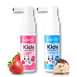 LAB52 Kids Oral Spray, Toddler Toothpaste Helper for Daily Oral Care and Fresh Breath, Children Approved with Fluoride Free for Newborn to Preschoolers, Xylitol (Strawberry & Vanilla)