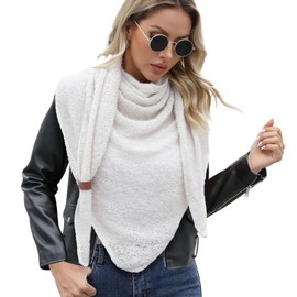 Vijamiy Triangular Scarf Women's Winter, Women's Fashion Fluffy Scarf Triangle Soft and Cuddly to Be Used as an Envelope Scarf Neckerchief Gifts 200 cm x 80 cm, White