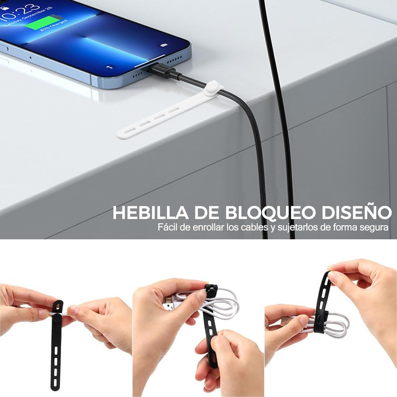 20 Piezas Organizador de Cables Organizador de Cables Ajustable de