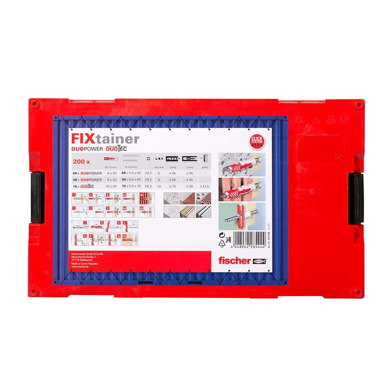 fischer 541106 FixTainer, Grey/Red, Set of 200 Pieces