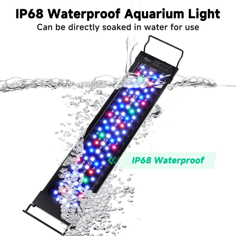 AQQA LED Aquarium Light, 24/7 Mode IP68 Waterproof Extendable Bracket