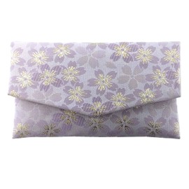 Daiko Sangyo 1643-2 Prayer Beads Case with Tassel Cover, Gold Bootis, Made in Japan, Cherry Blossom Purple