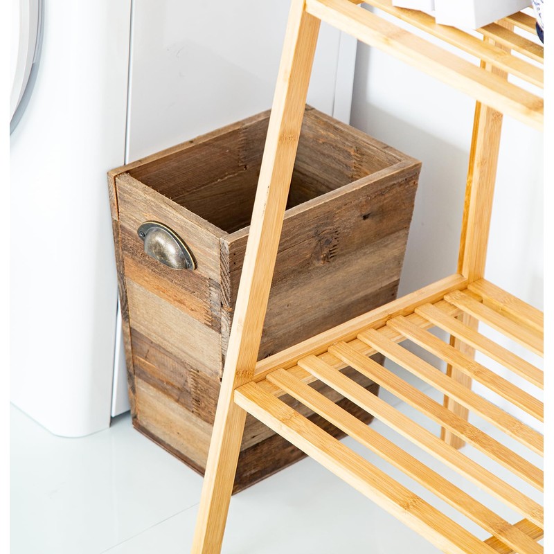 Small Wood Trash Can, Farmhouse Rectangular Garbage Can Waste Basket,