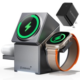 ZEEHOO-CuBeTrick X 3-in-1 Wireless Charging Station-Grey-US Plugsocket standard: US, color: Dark Grey