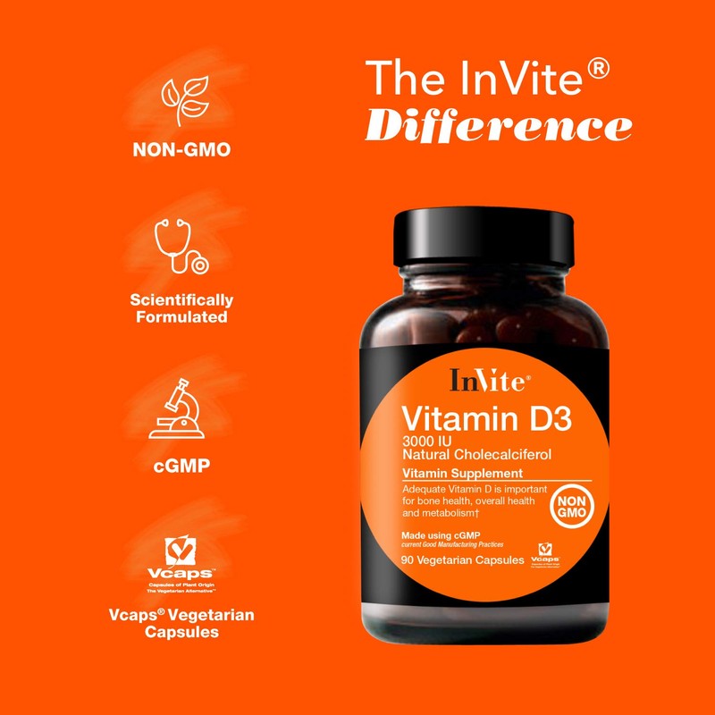 Invite Health Vitamin D3 3000 IU - Supports Immune, Bone,