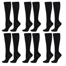 Calcetines de Compresión,Medias de Compresion Deportivos para Mujeres y Hombres,Calcetas de Compresion LargasEjercicio,Atletismo,Correr,Fitness(S/M 35-39)(6 Pares)