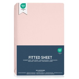 Fitted Sheet 180 x 200 cm - Brushed Polyester Microfibre Fitted Sheet, Oeko-Tex Bed Sheet, Jersey Bedding and Duvet Cover for Box Spring Bed and Thick Mattresses up to 25 cm - Pink 180 x 200 cm