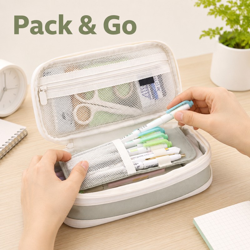Telescopic Canvas Pencil Case for School & Office - Expandable