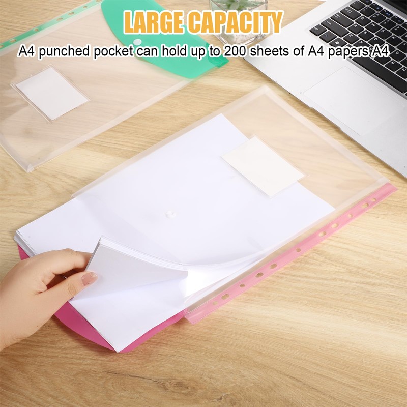 Plastic Wallets A4 Punched Pockets, 14 Pack Expandable Plastic Folders