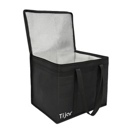 Tijar XL 40L Cooler Bag – Extra Large Heavy Duty Insulated Cool Bag, Black – Thick Foam Lined, Leak-Resistant, Foldable, Double Strap, Durable Zipper – Picnic, Camping, Food Storage, Travel