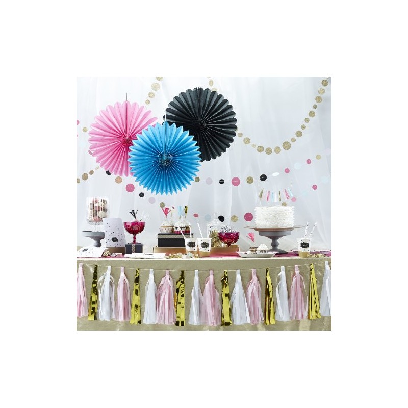 Ginger Ray Wall Fan Hanging Party Decorations in Blue, Pink