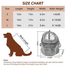 Fhiny Dog Carrier Backpack, Comfortable Doggy Front Backpack Pet Puppy Carrier Travel Pack with Breathable Head Out Design and Padded Shoulder for Walking Biking Hiking Camping