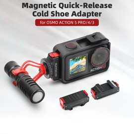 Osmo Action Cold Shoe Expansion Kit, Osmo Action 5 Pro Accessories, Camera Magnetic Adapter Mount Compatibility for DJI Osmo Action 5 Pro, Osmo Action 4, Osmo Action 3
