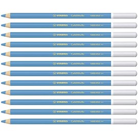 STABILO 1400/450"Carb0thello Chalk-Pastel" Colouring Pencil - Cyan Blue (Pack of 12)