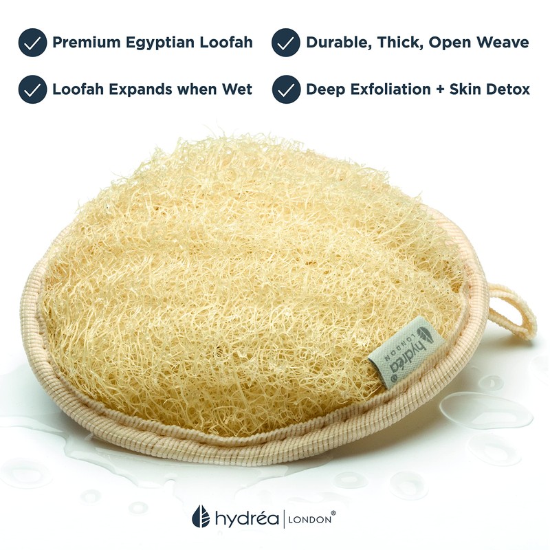 Hydréa London Organic Egyptian Loofah Luxury Exfoliating Body Pad Natural