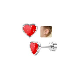 LOLIAS 20G Titanium Heart Stud Earrings for Girls Women 14K Gold Cute Small Sequin Stud Earrings Hypoallergenic Earrings Gifts Girls Cartilage Tragus Stud Ear Piercing