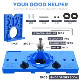 Kaelah Hinge Drilling Template, Pot Hinge Template Set Door Hole Saw Template Hinge Diameter 35 mm Hinge Drilling Template with Hole Spacing 46/48/52 mm