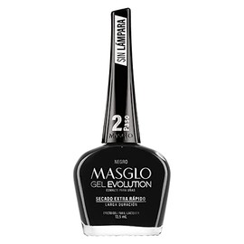 Masglo Gel Evolution 13,5mL Negro | Esmalte de Uñas - Esmalte de Color para Uñas de Secado Extra Rápido | Sin Lámpara | Larga Duración | Paso 2