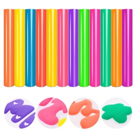 Tintnut Neon Puff Vinyl Heat Transfer - 12pcs 12"*10" Multicolor 3D Puff HTV Iron on Vinyl Puff Heat Transfer Vinyl HTV Puff Vinyl for T-Shirts Puffy HTV for Fabrics