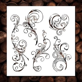 Flower Acanthus Leaf Scroll Stencil Template - Reusable Floral Fancy Flowers Stencils for Painting on Wood, Glass, Wall Rock, Walls, Canvas, Glassware, Spray Painting, Airbrushing, Crafts (12x12)