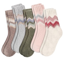Passionbility 5 Pairs Fuzzy Socks for Women - Fluffy Socks Women, Cozy Socks for Women Slipper Socks, Womens Fuzzy Socks Super Soft Comfort of Coral Fleece, Thick Super Warm for Winter Home