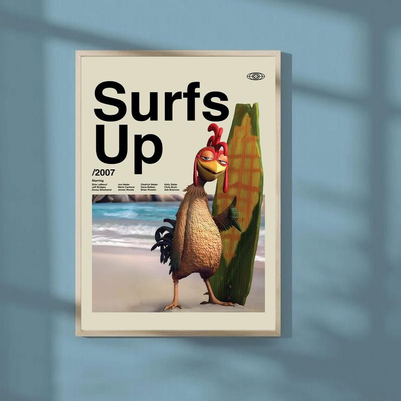 Surfs Up Chicken Joe Print, Premium Artwork Film Poster, Wall