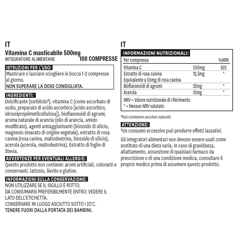 Natures Aid Chewable Vitamin C 500 mg, Sugar Free, Suitable
